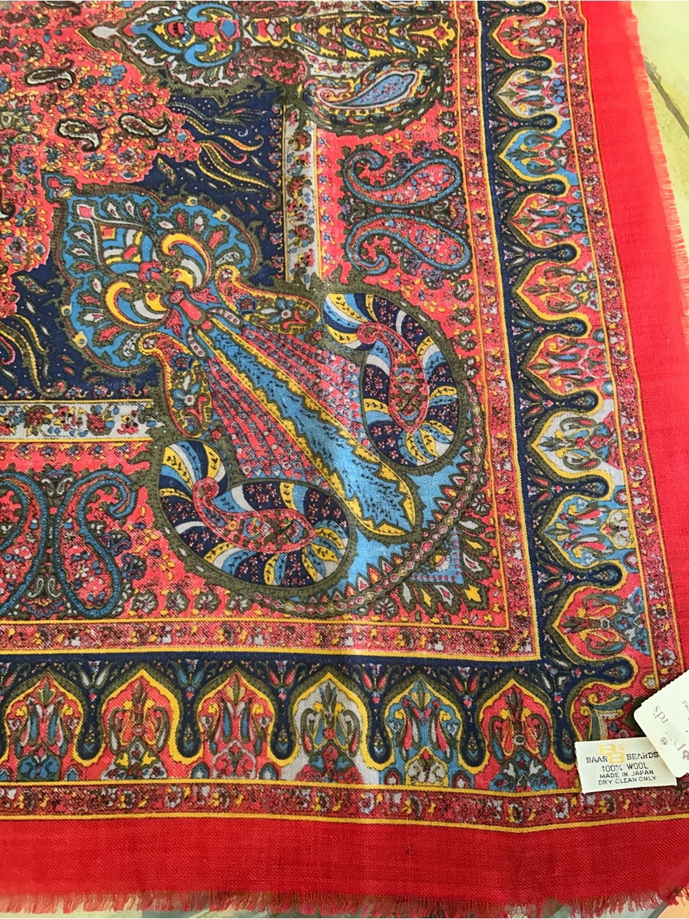 Vibrant Red Paisley Women's Scarf - Multi-Color Pattern 35“ x 35“ Japanese